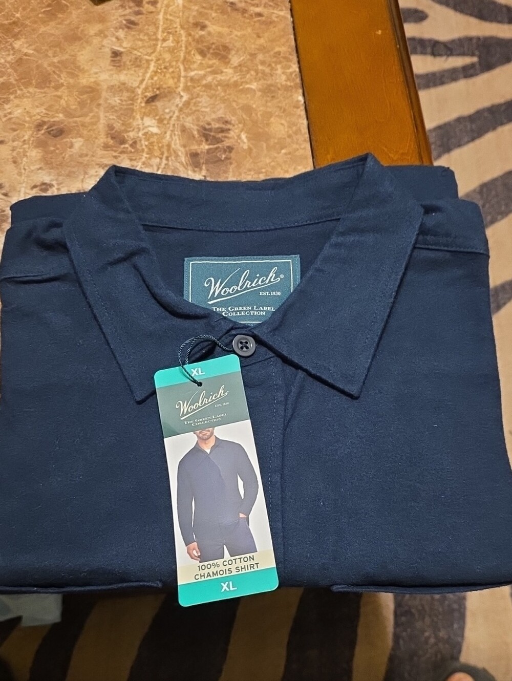 Woolrich Navy Cotton Chamois Button-Front Shirt